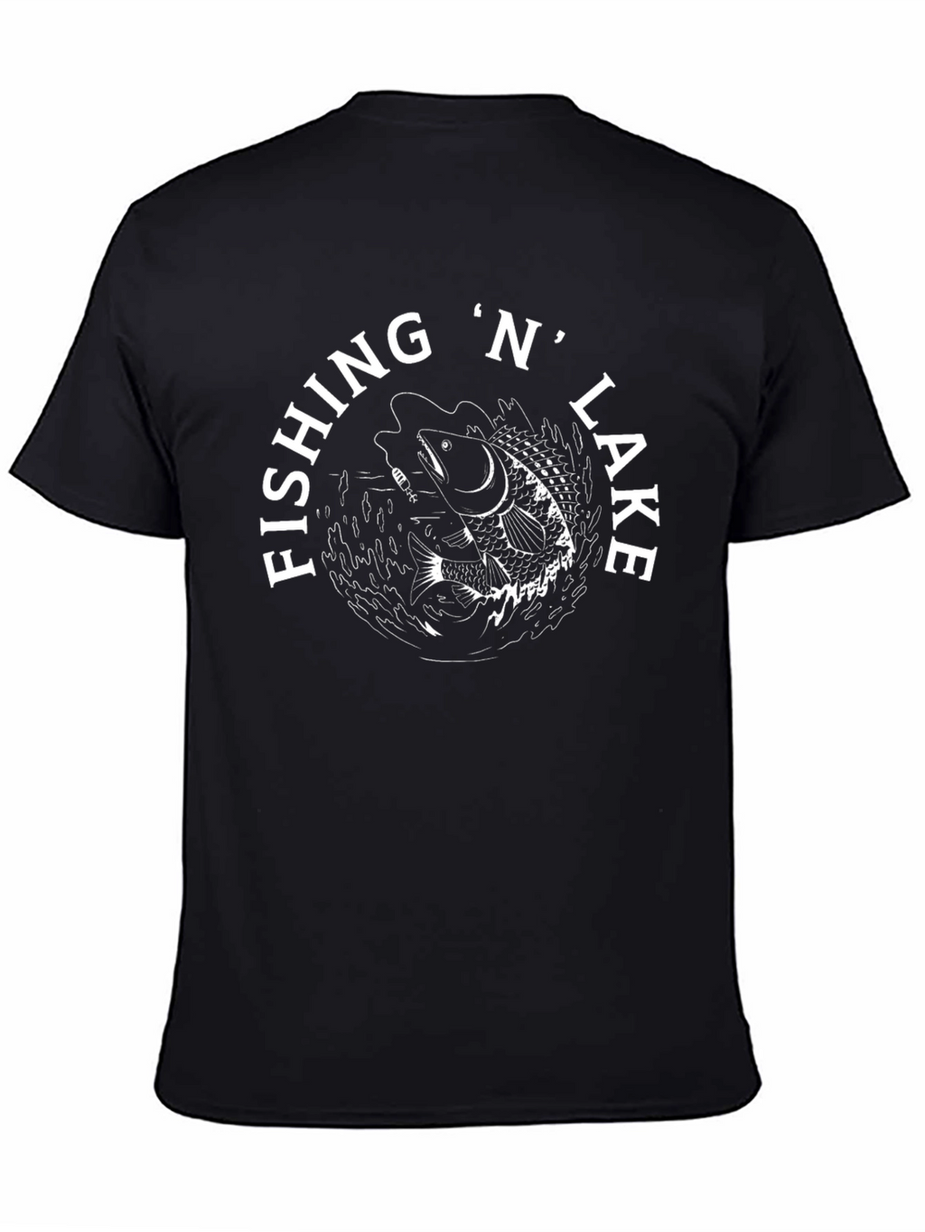 Fishing N Lake Black Graphic T-Shirt