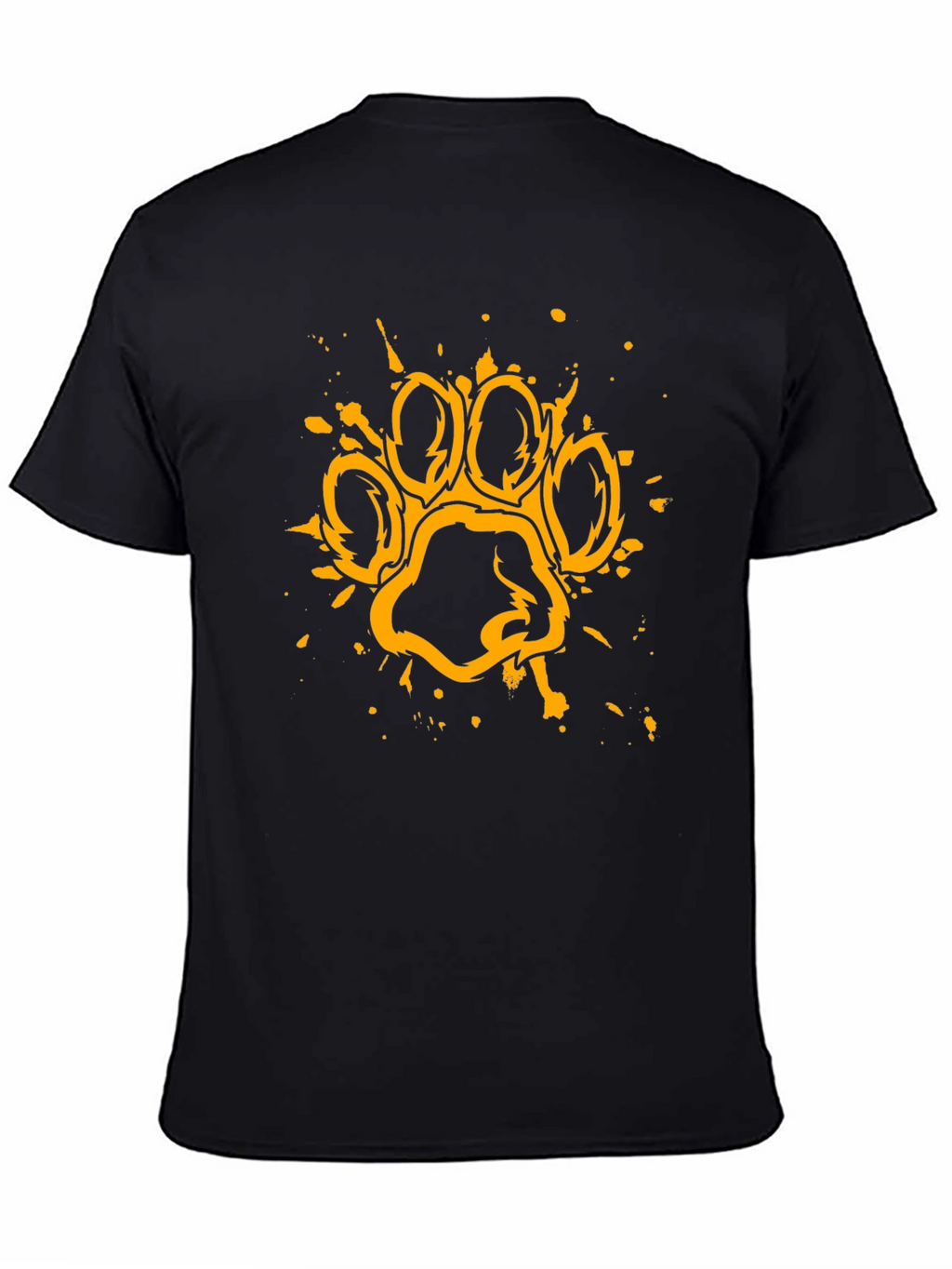 Grunge Paw Print Graphic T-Shirt - Black