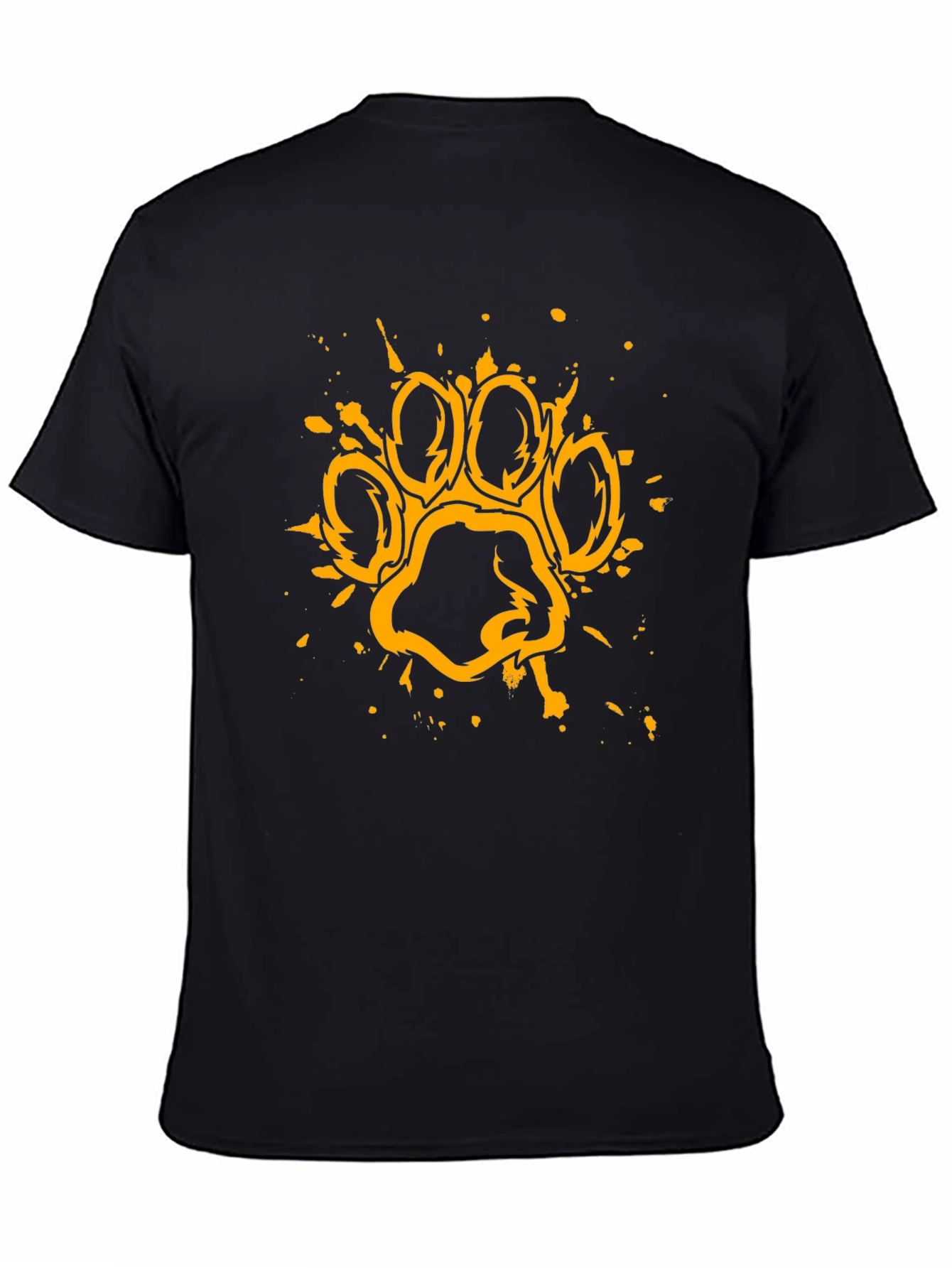 Grunge Paw Print Graphic T-Shirt - Black