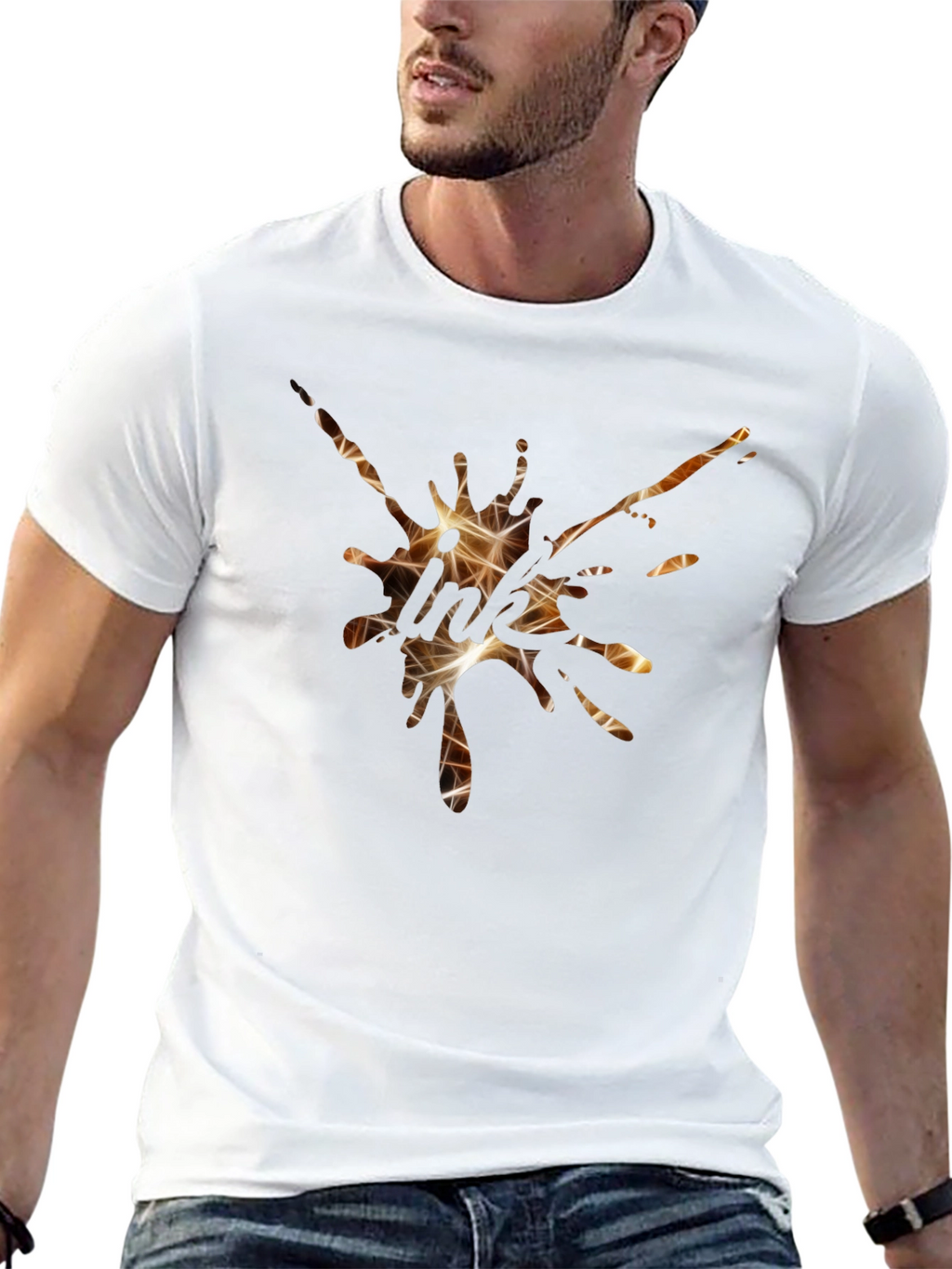 Abstract Ink Splatter Graphic T-Shirt