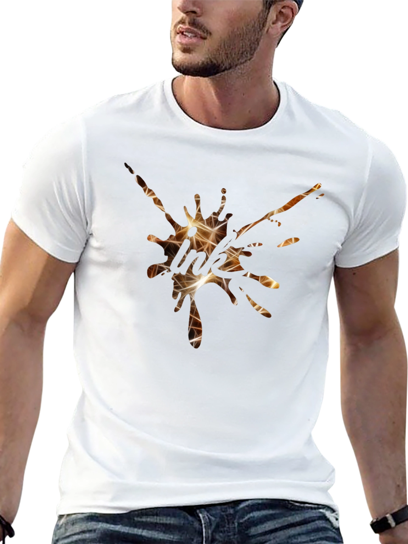Abstract Ink Splatter Graphic T-Shirt