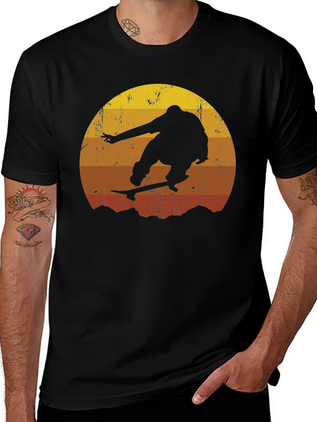 Retro Sunset Skateboarder T-Shirt