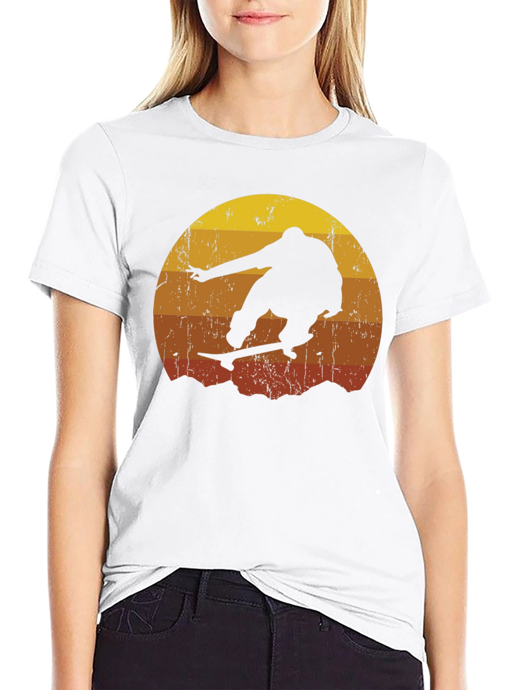 Retro Sunset Skateboarder T-Shirt