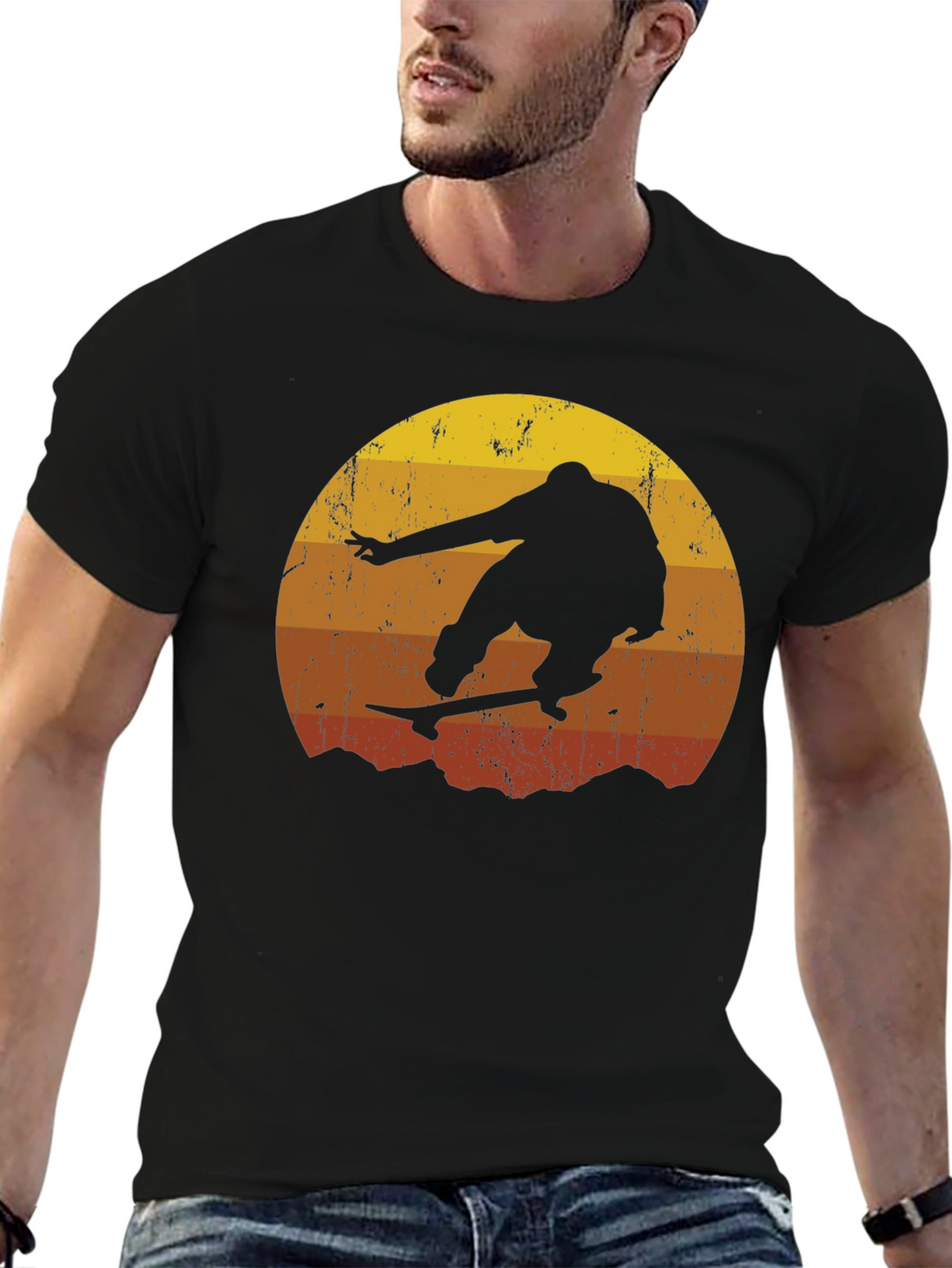 Retro Sunset Skateboarder T-Shirt