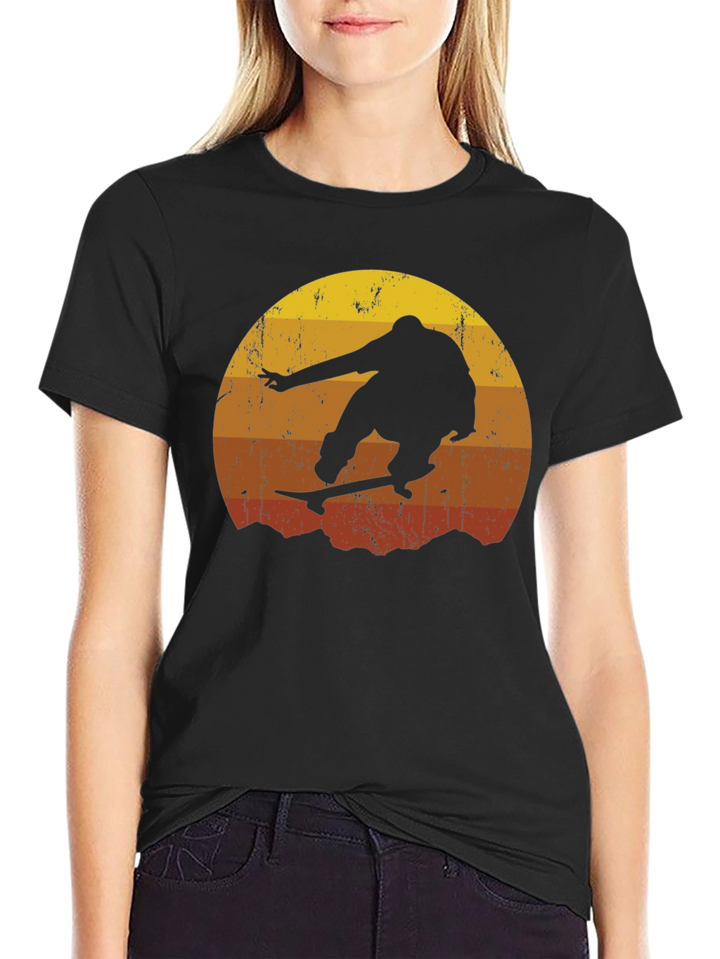 Retro Sunset Skateboarder T-Shirt