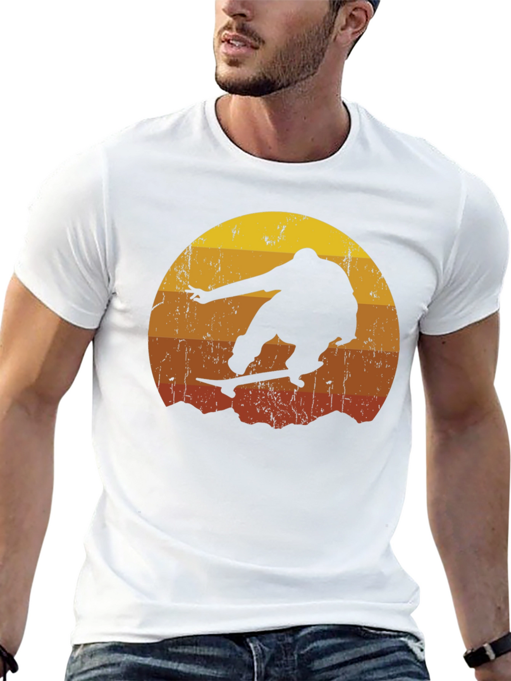 Retro Sunset Skateboarder T-Shirt