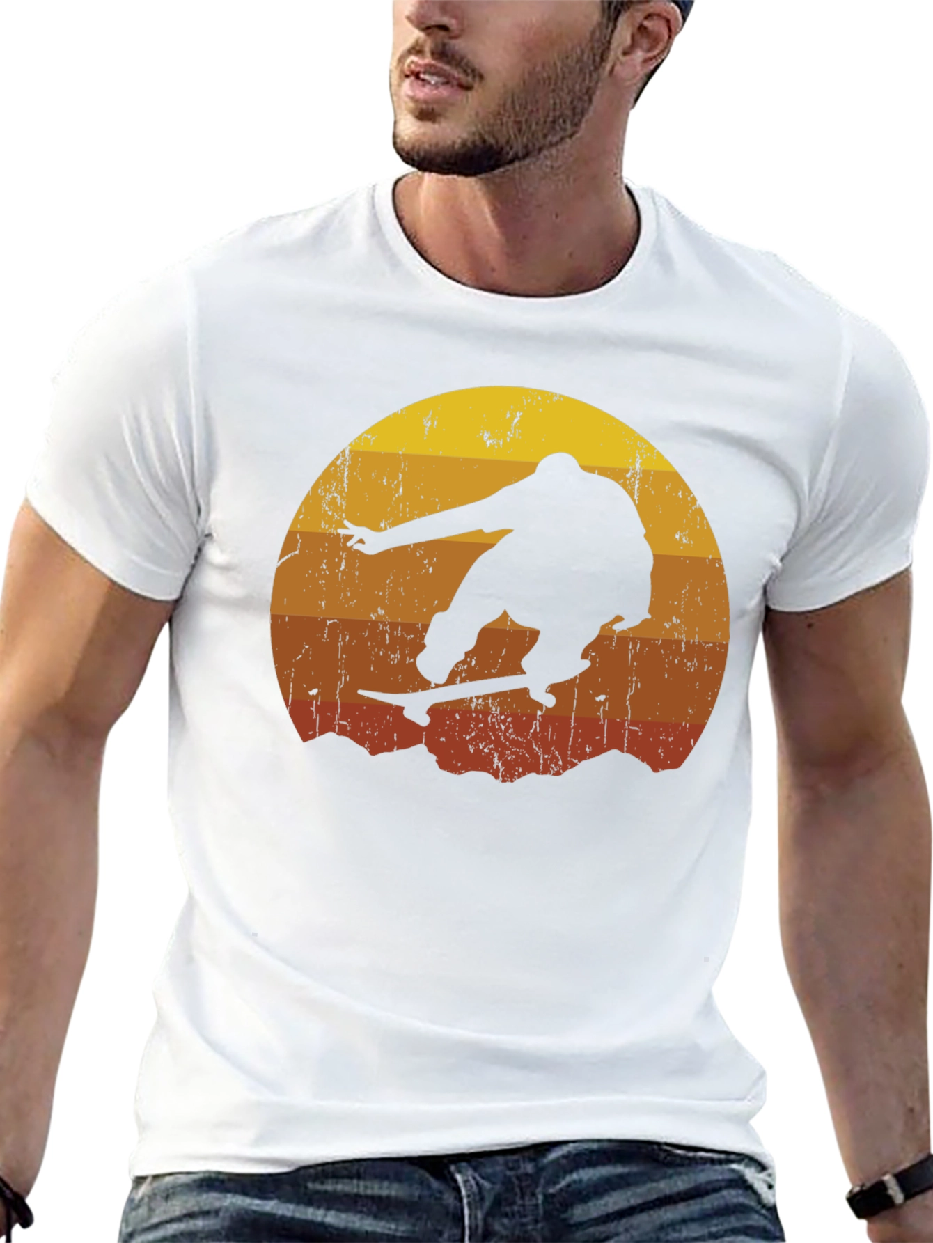 Retro Sunset Skateboarder T-Shirt