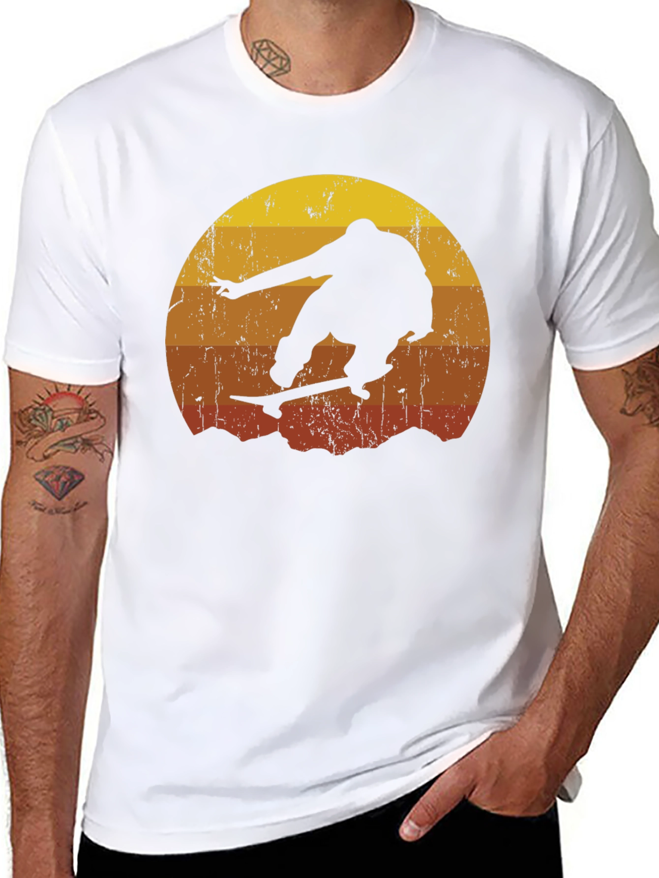 Retro Sunset Skateboarder T-Shirt