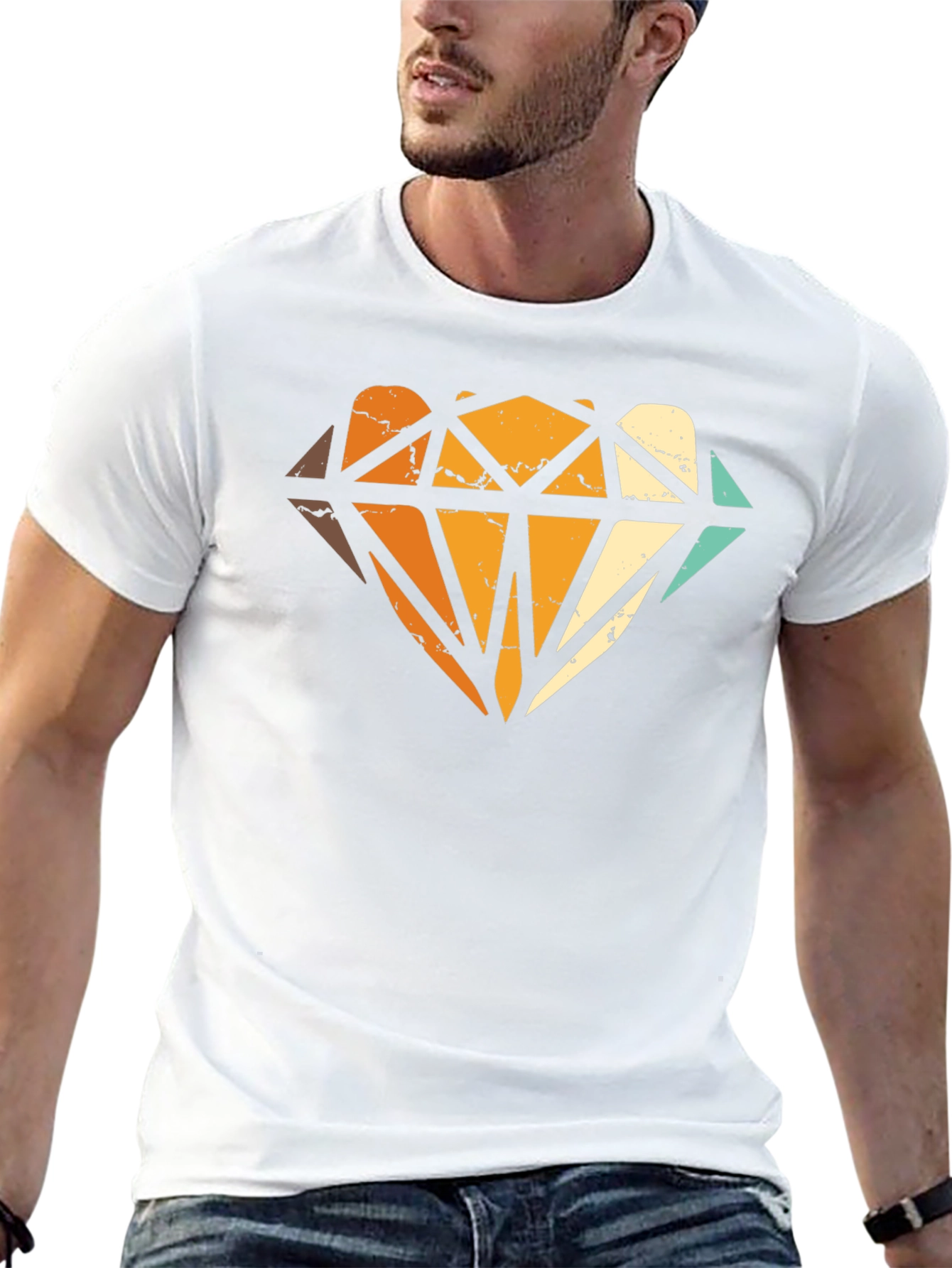 Retro Diamond Graphic Print Black T-Shirt