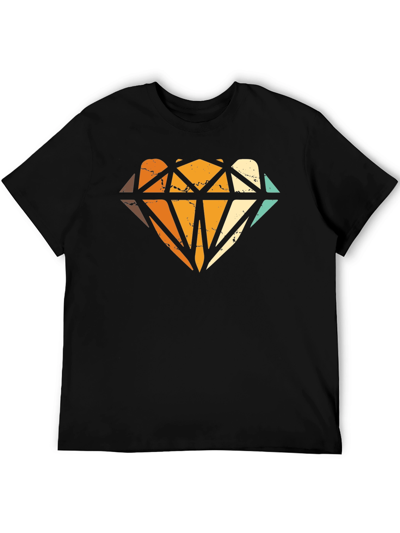 Retro Diamond Graphic Print Black T-Shirt
