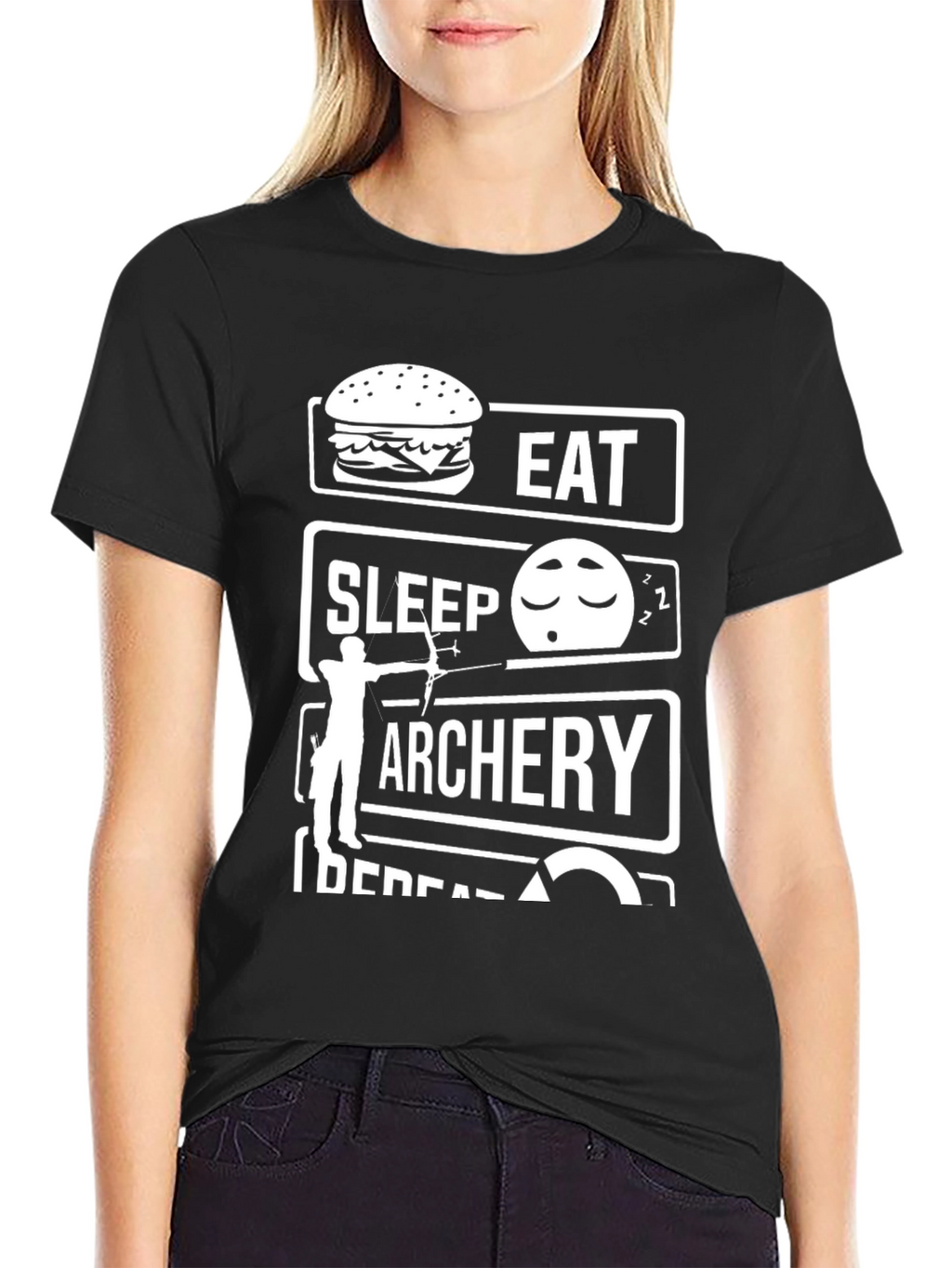 Eat Sleep Archery Repeat Black Graphic Tee