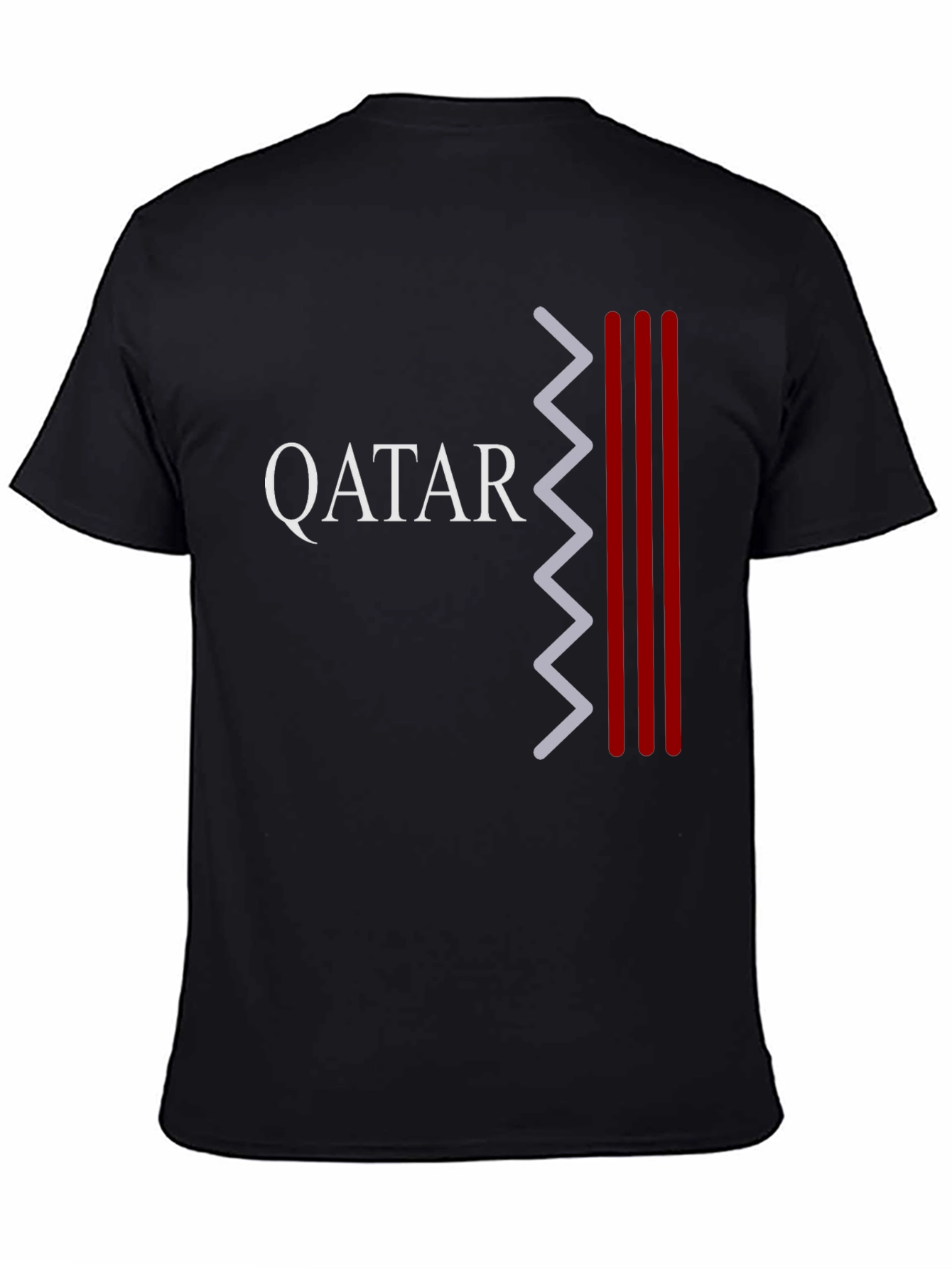 Qatar Pride Graphic Tee - Black Crew Neck T-Shirt