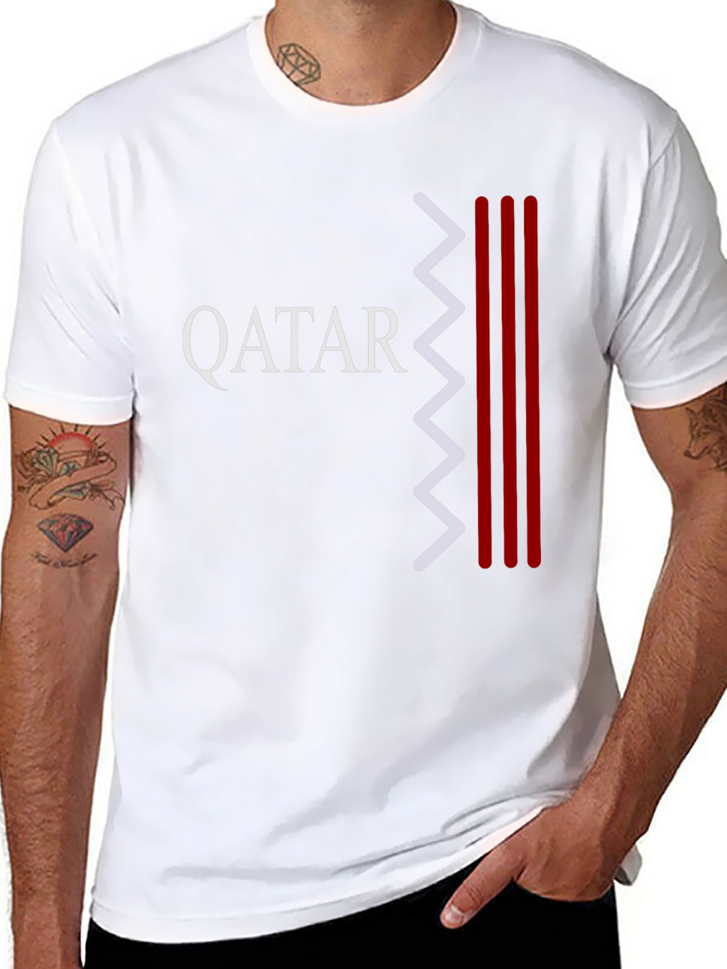Qatar Pride Graphic Tee - Black Crew Neck T-Shirt