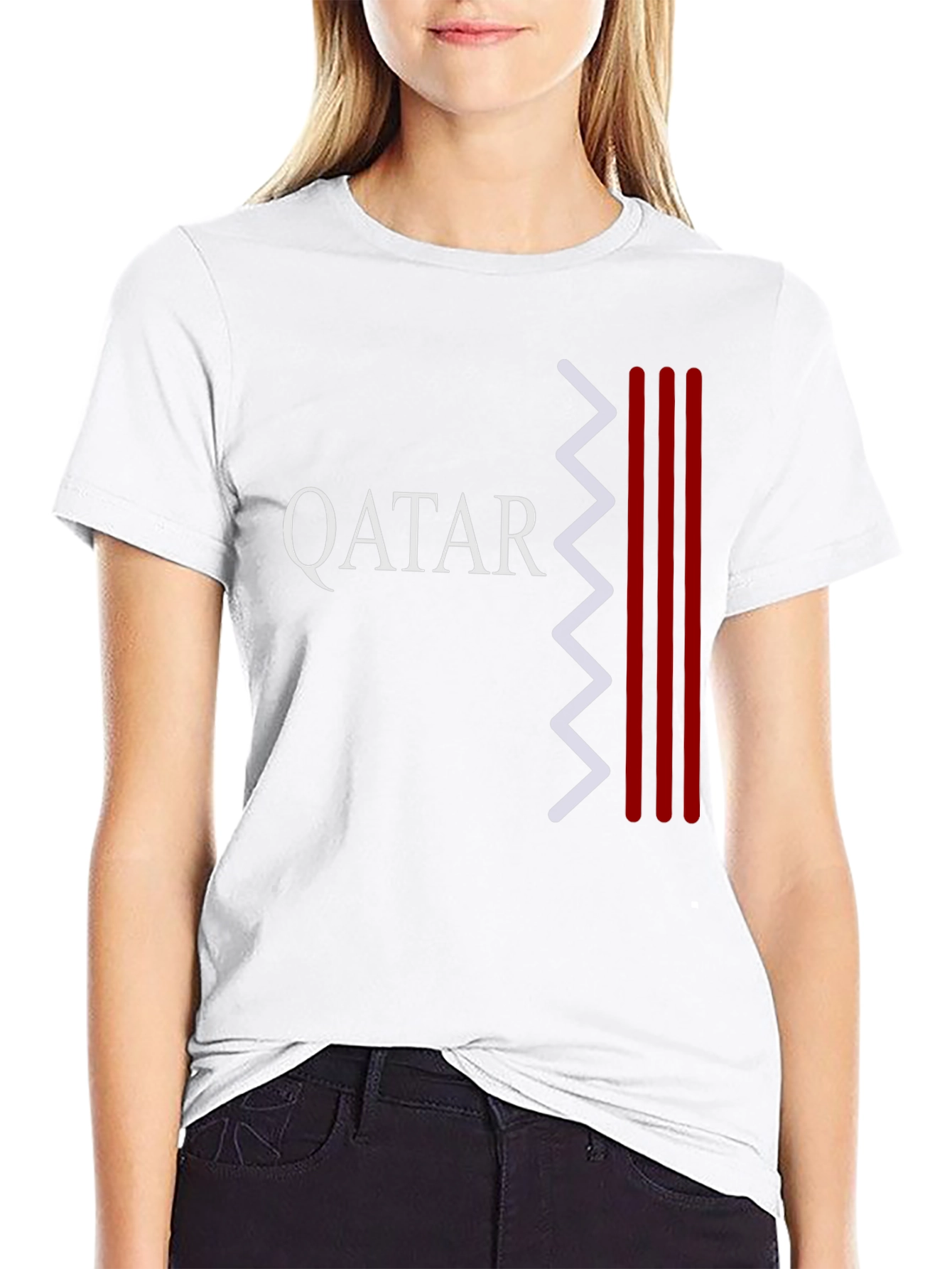 Qatar Pride Graphic Tee - Black Crew Neck T-Shirt