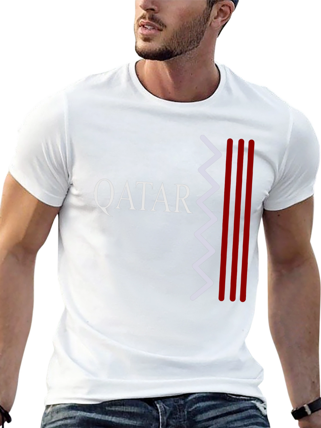 Qatar Pride Graphic Tee - Black Crew Neck T-Shirt