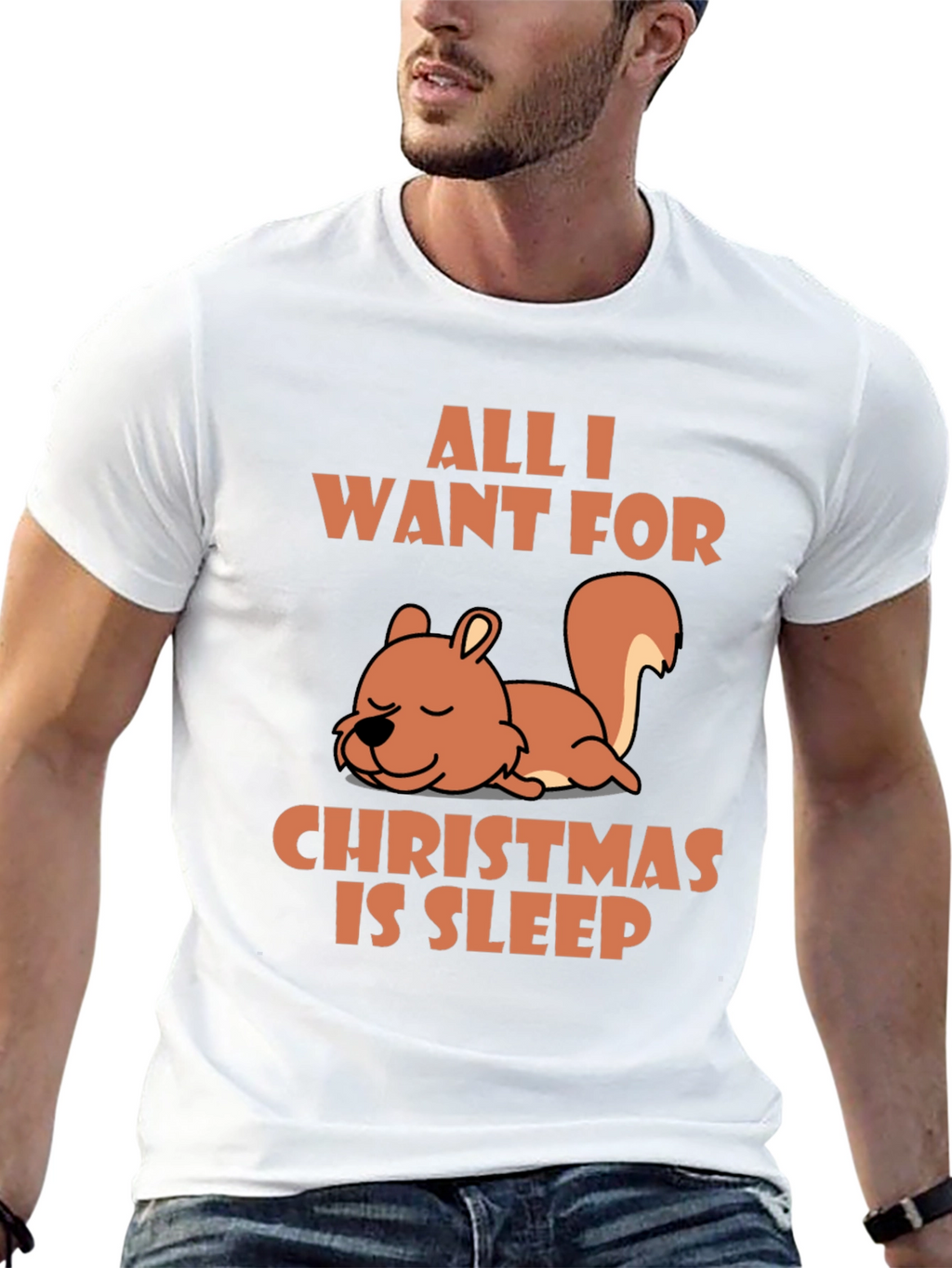 Sleepy Squirrel Christmas T-Shirt