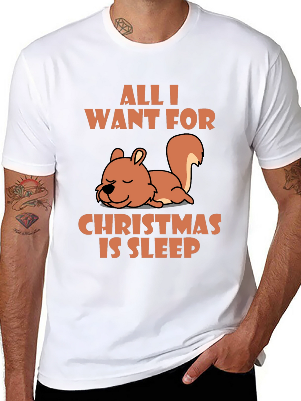 Sleepy Squirrel Christmas T-Shirt