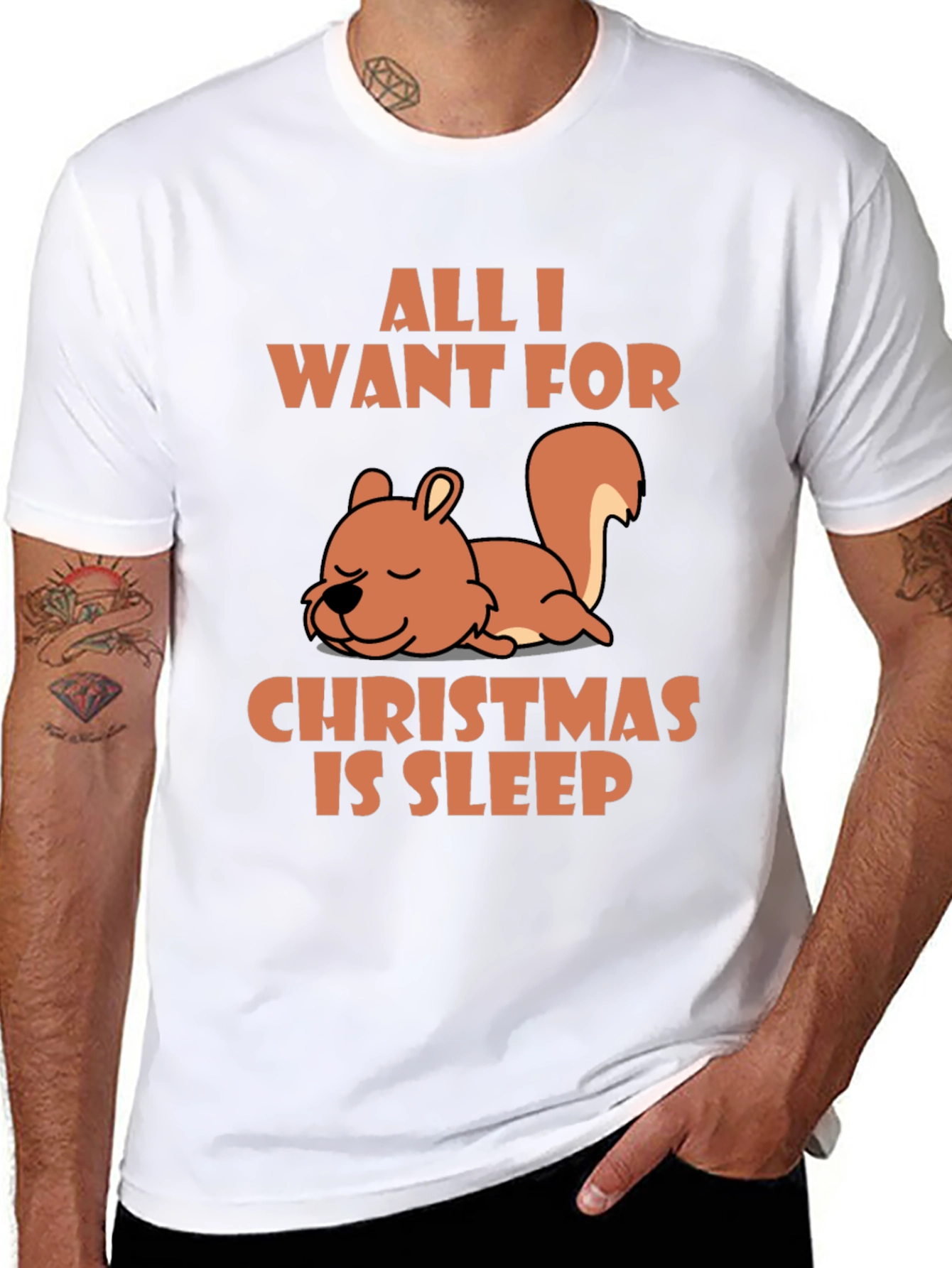 Sleepy Squirrel Christmas T-Shirt