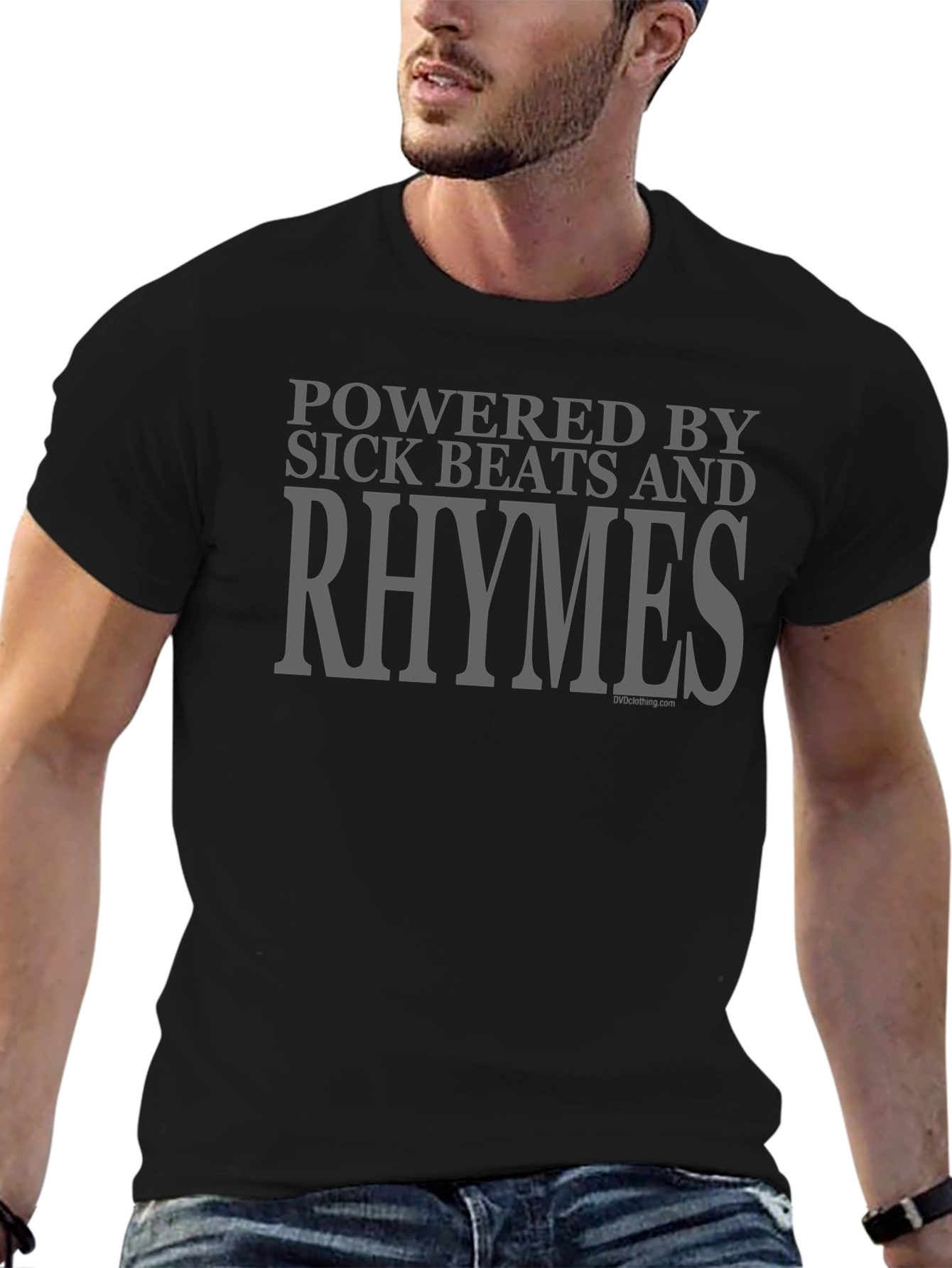 Powered By Sick Beats And Rhymes Black T-Shirt