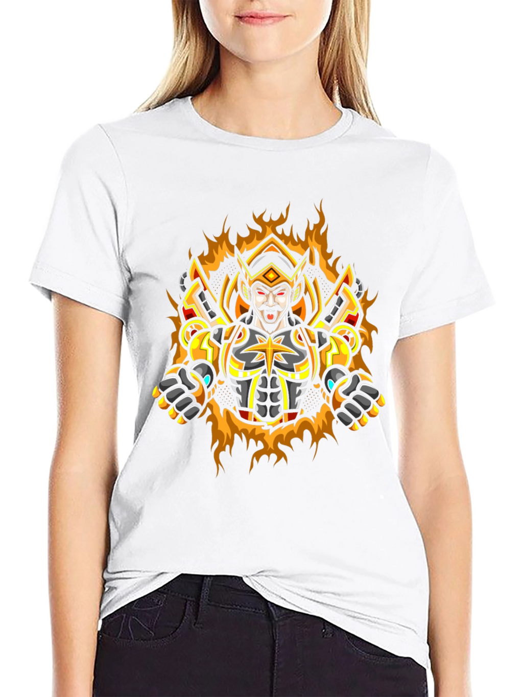Warrior King Graphic Tee - Black Cotton Blend