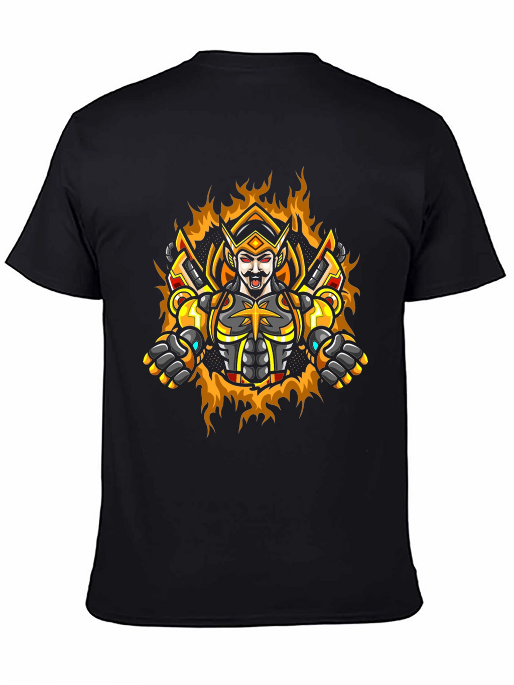 Warrior King Graphic Tee - Black Cotton Blend