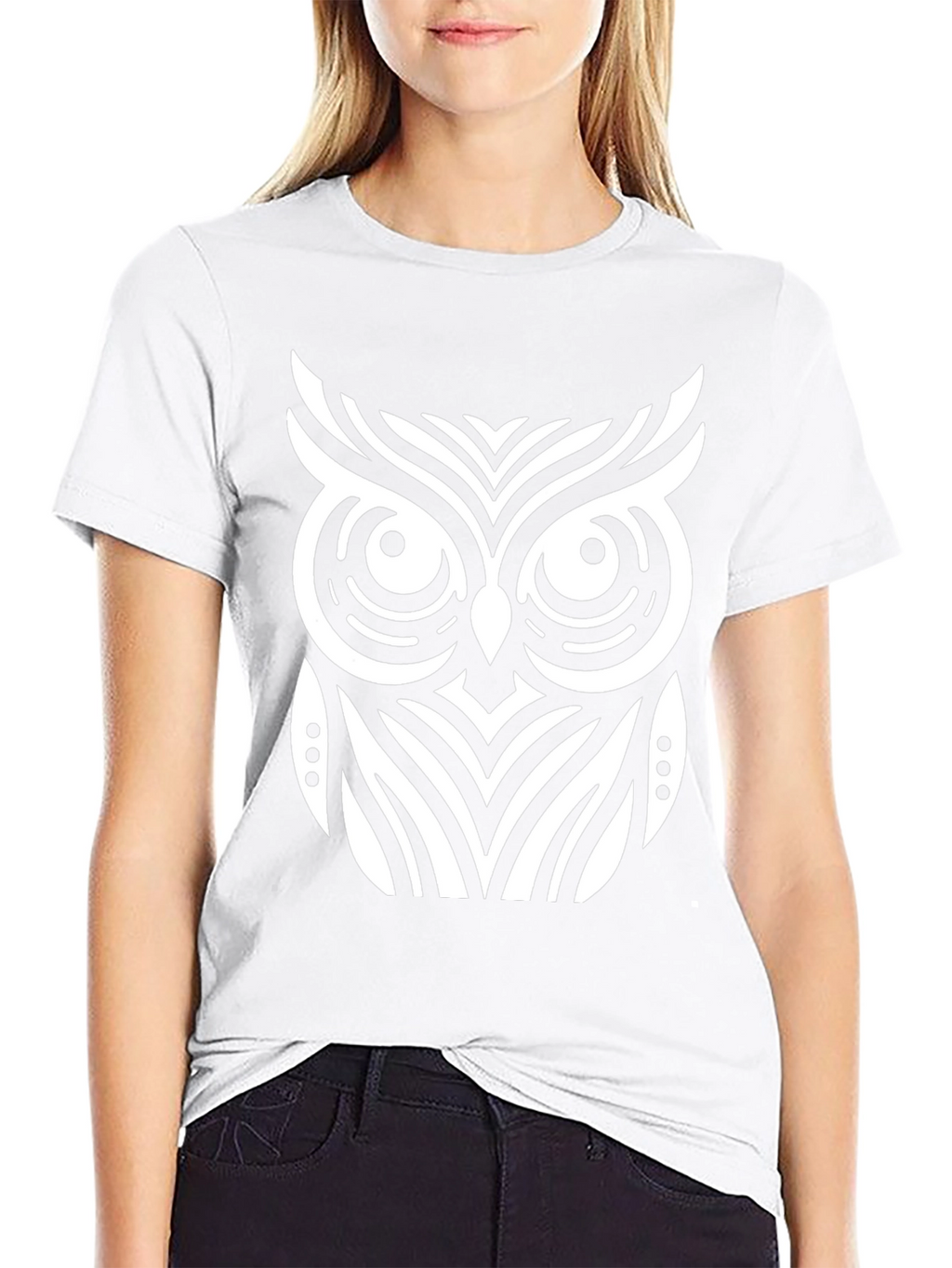Owl Graphic T-Shirt - Black Cotton Blend