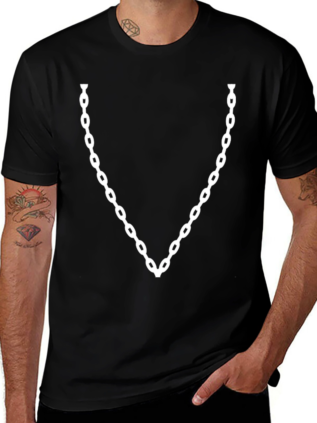 Chain Graphic Black T-Shirt - Cool Fashion Tee