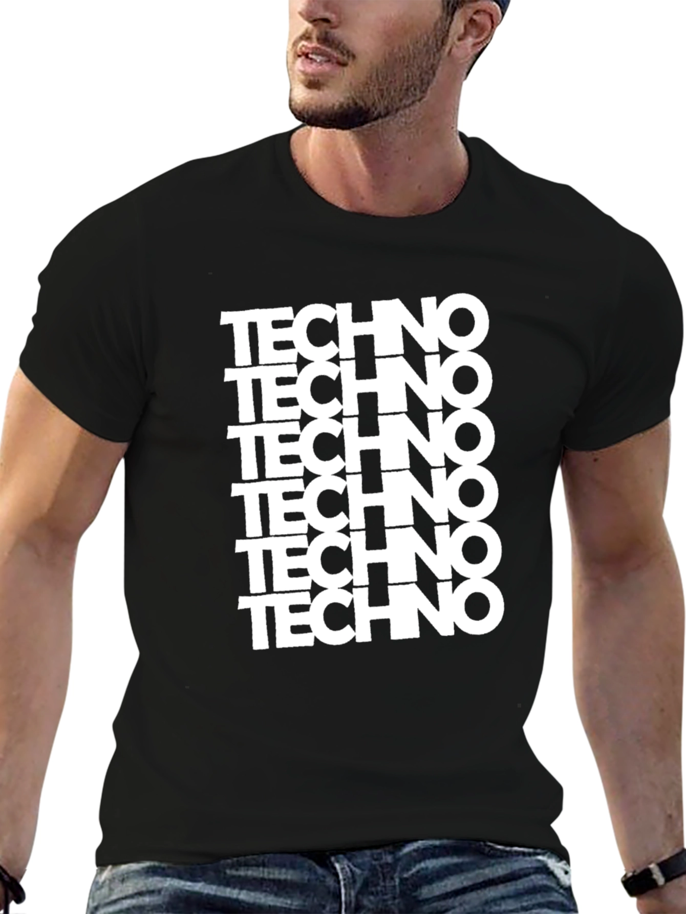 Techno Graphic Print T-Shirt - Black