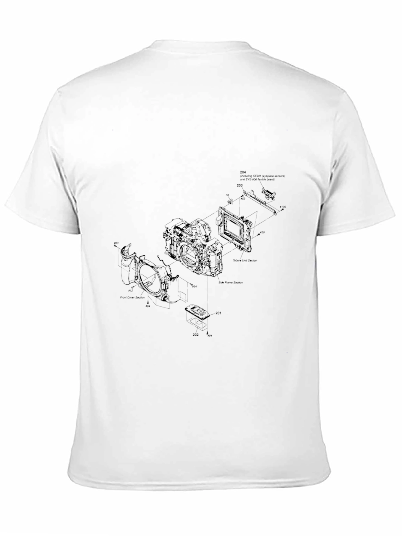 Camera Blueprint T-Shirt - Tech Enthusiast Apparel