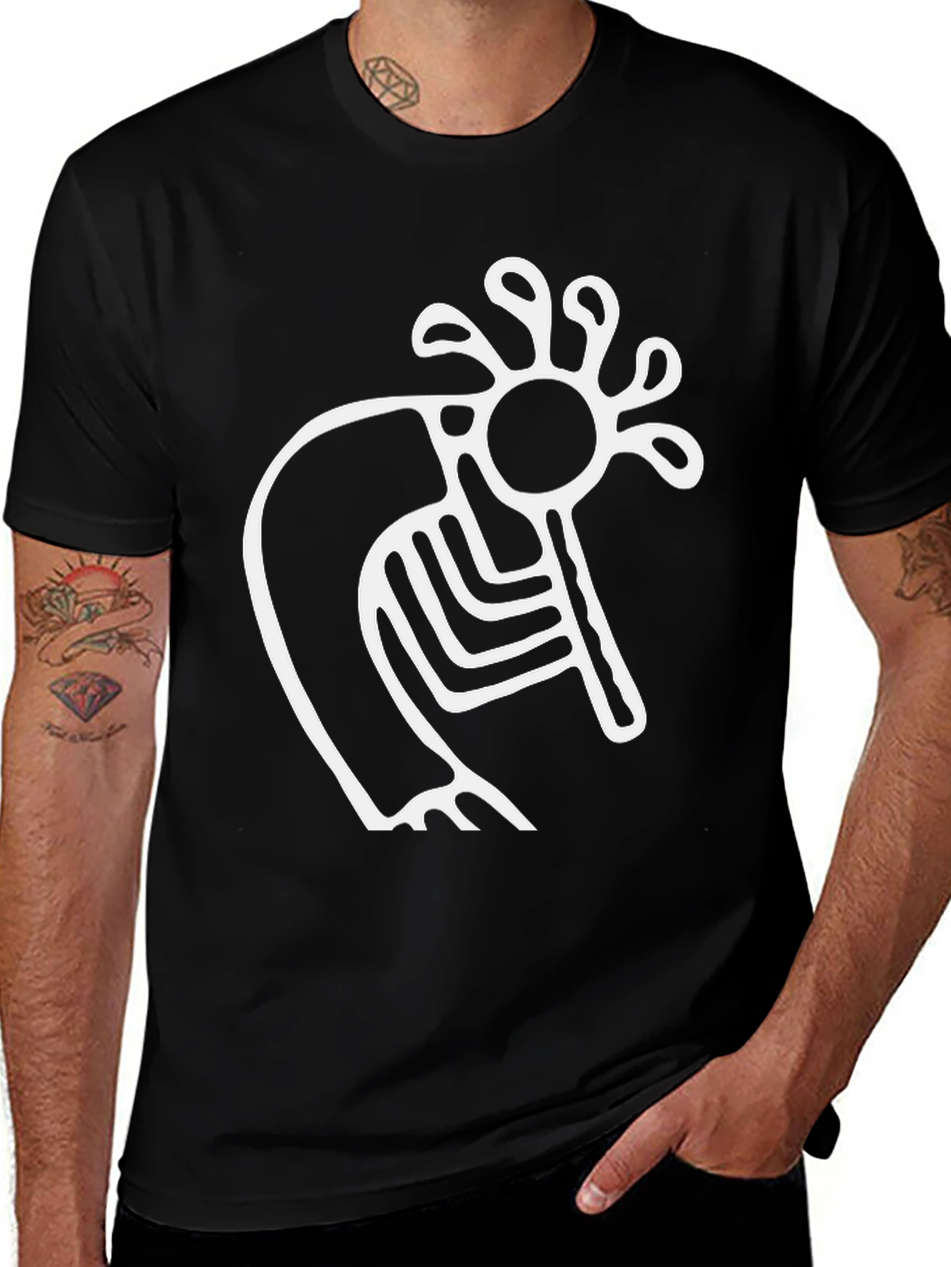 Kokopelli Graphic Tee - Black Cotton T-Shirt