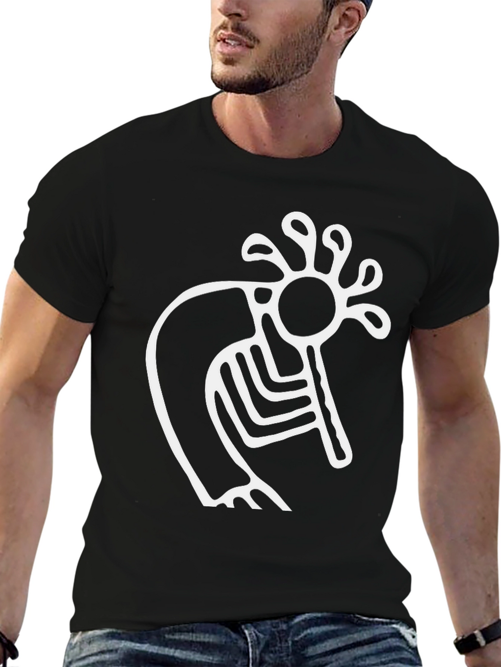Kokopelli Graphic Tee - Black Cotton T-Shirt