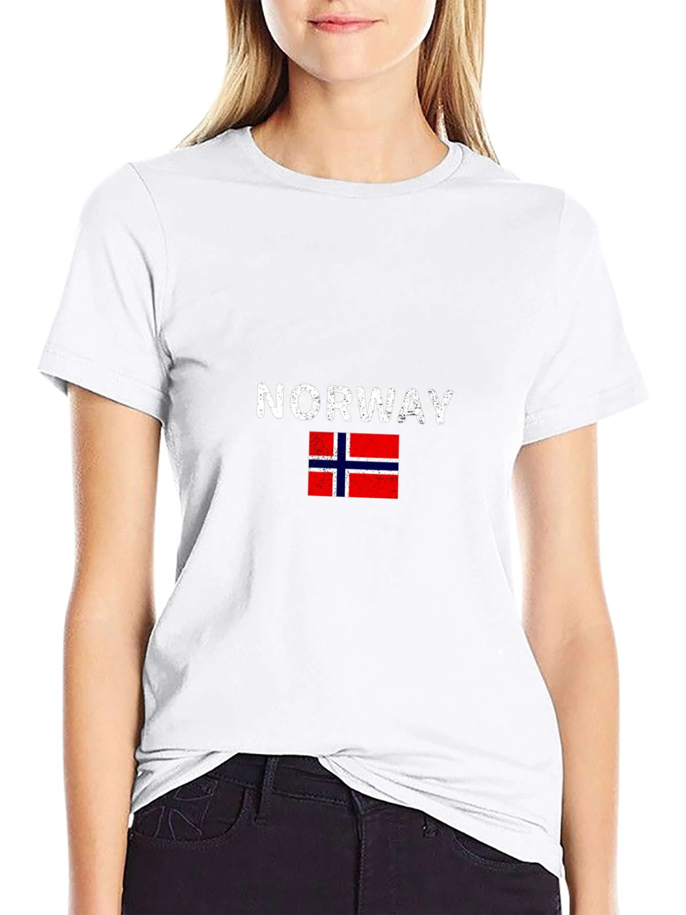 Norway Flag Graphic T-Shirt - Black Casual Wear
