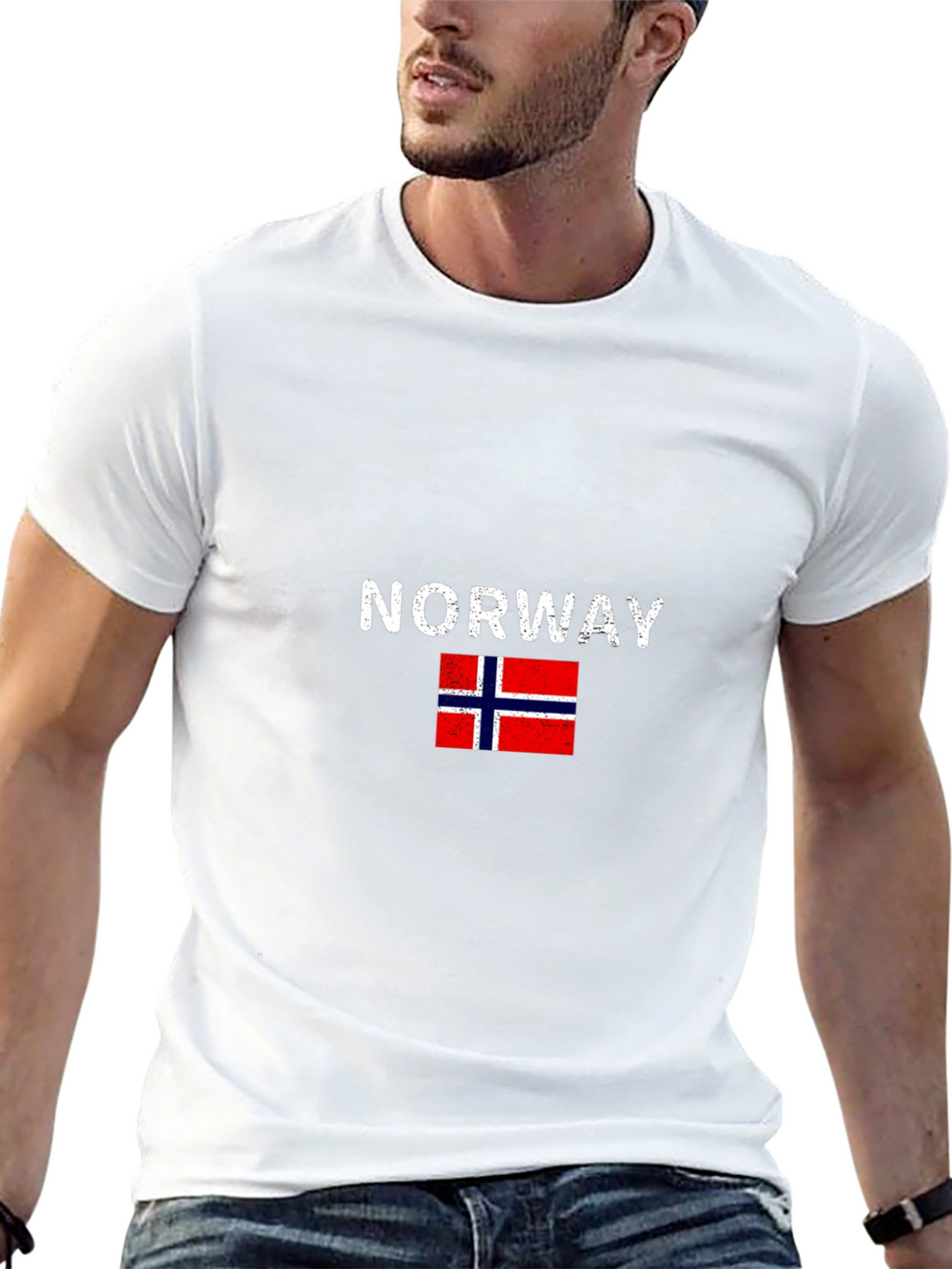 Norway Flag Graphic T-Shirt - Black Casual Wear