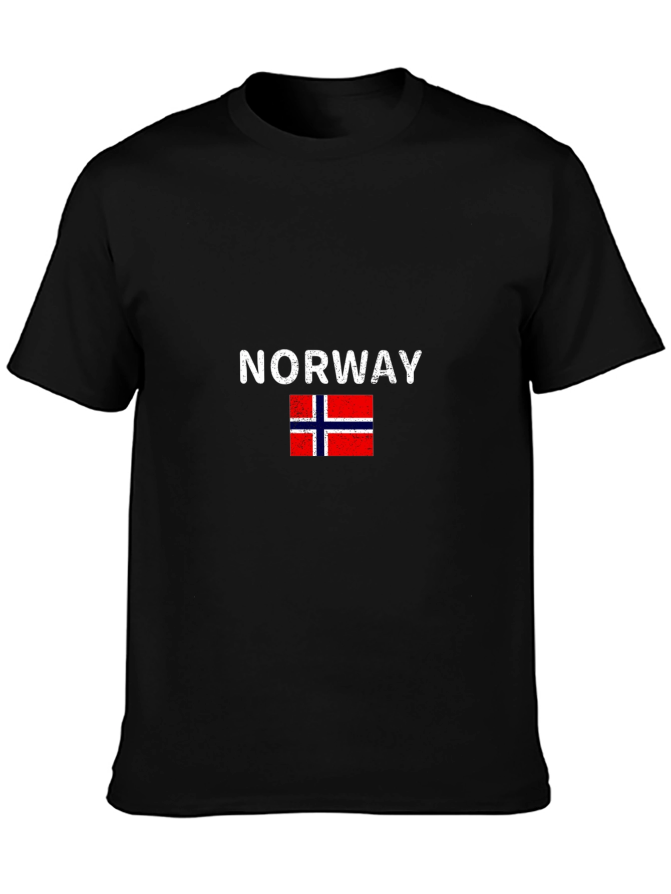 Norway Flag Graphic T-Shirt - Black Casual Wear