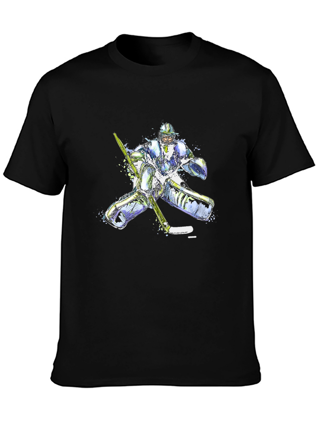 Hockey Goalie Graphic Tee - Black Cotton T-Shirt