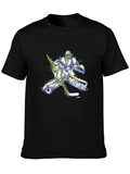 Hockey Goalie Graphic Tee - Black Cotton T-Shirt