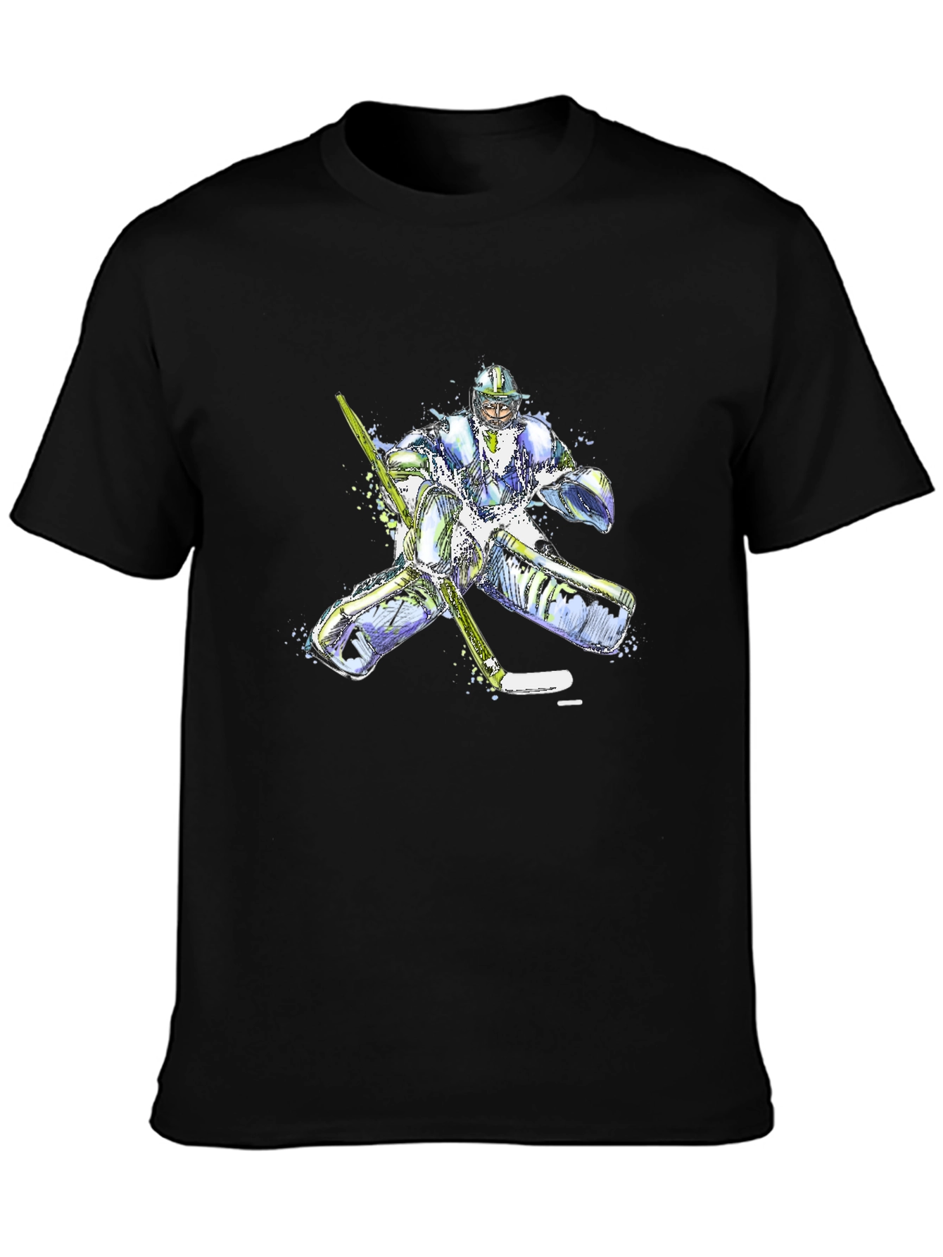 Hockey Goalie Graphic Tee - Black Cotton T-Shirt
