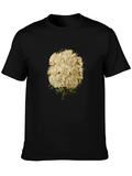 Floral Print Graphic Tee - Black Casual T-Shirt