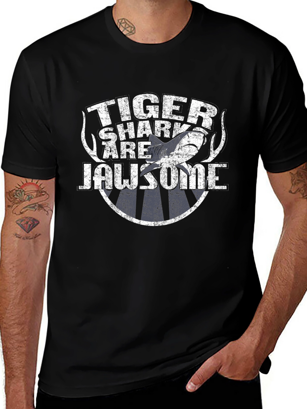 Tiger Shark Jawsome Graphic T-Shirt - Black