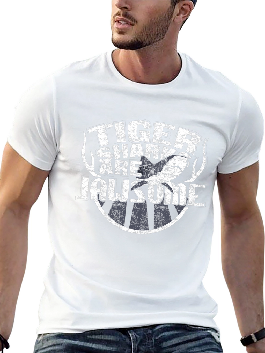 Tiger Shark Jawsome Graphic T-Shirt - Black