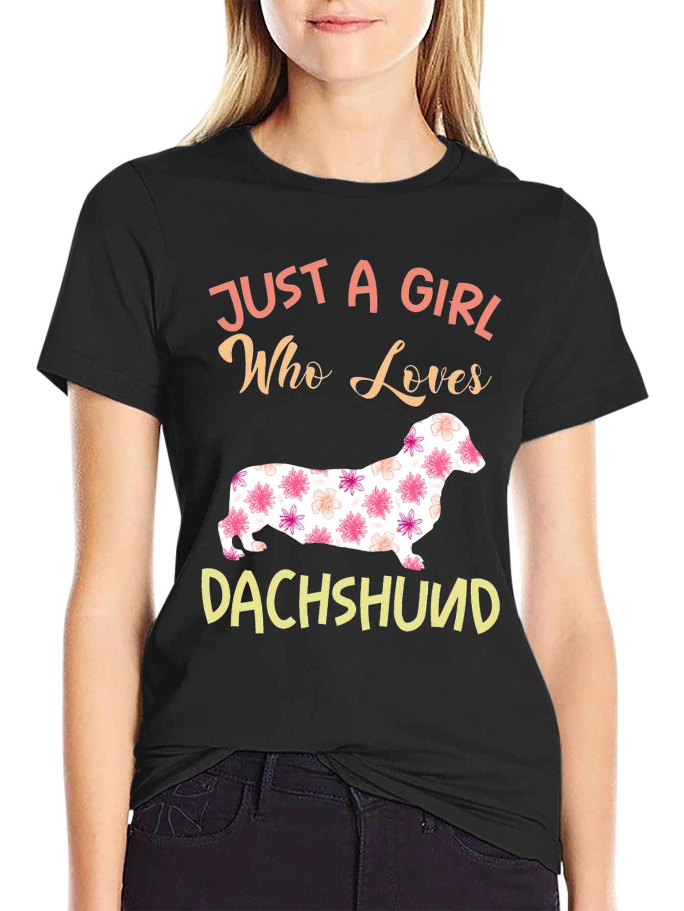 Dachshund Lover T-Shirt: Floral Dog Design