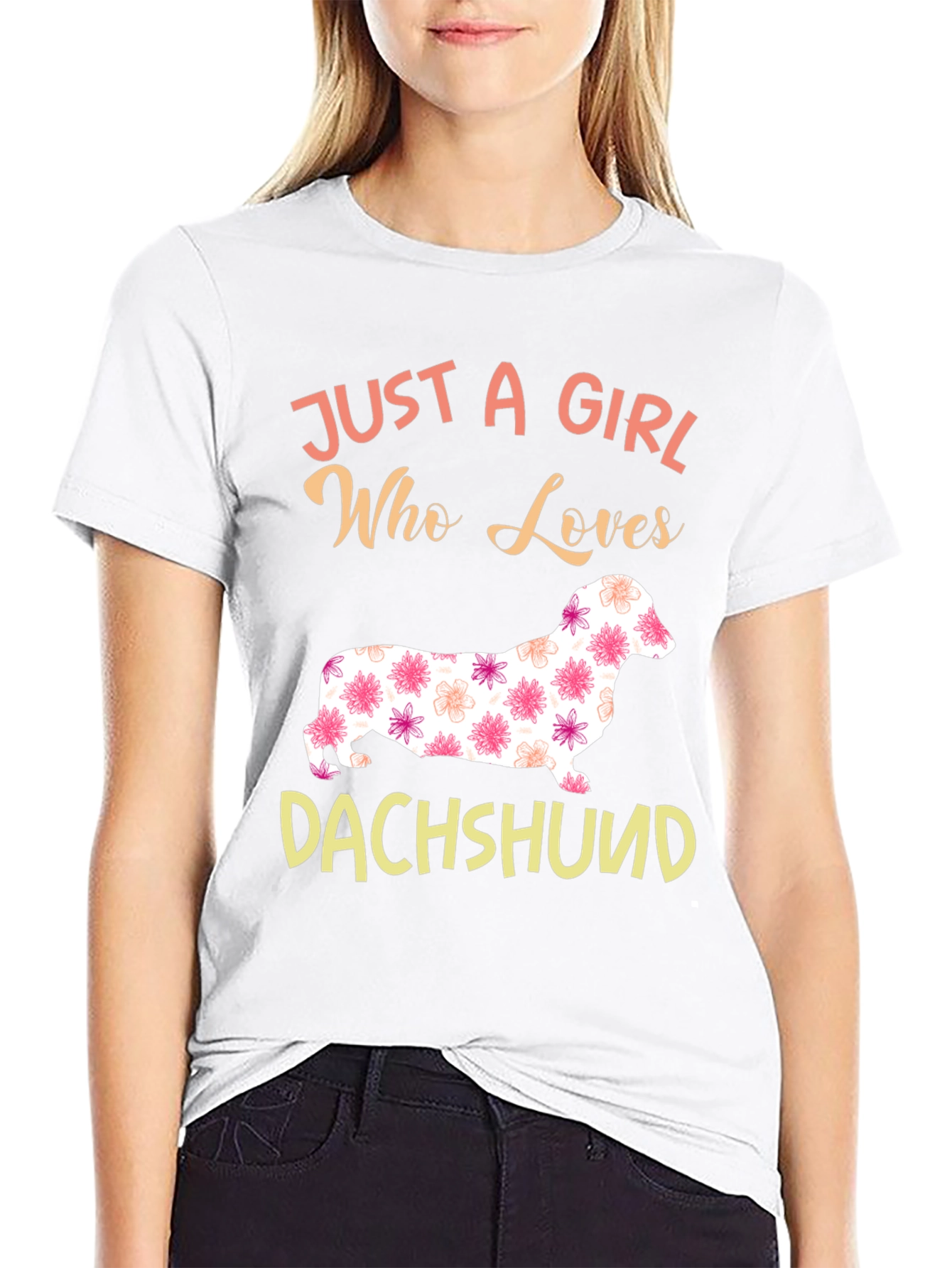 Dachshund Lover T-Shirt: Floral Dog Design
