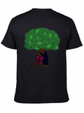 Tree Hugger Graphic Tee - Black Cotton T-Shirt