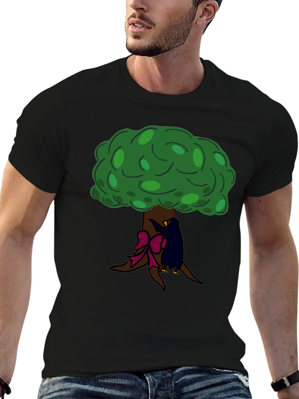 Tree Hugger Graphic Tee - Black Cotton T-Shirt