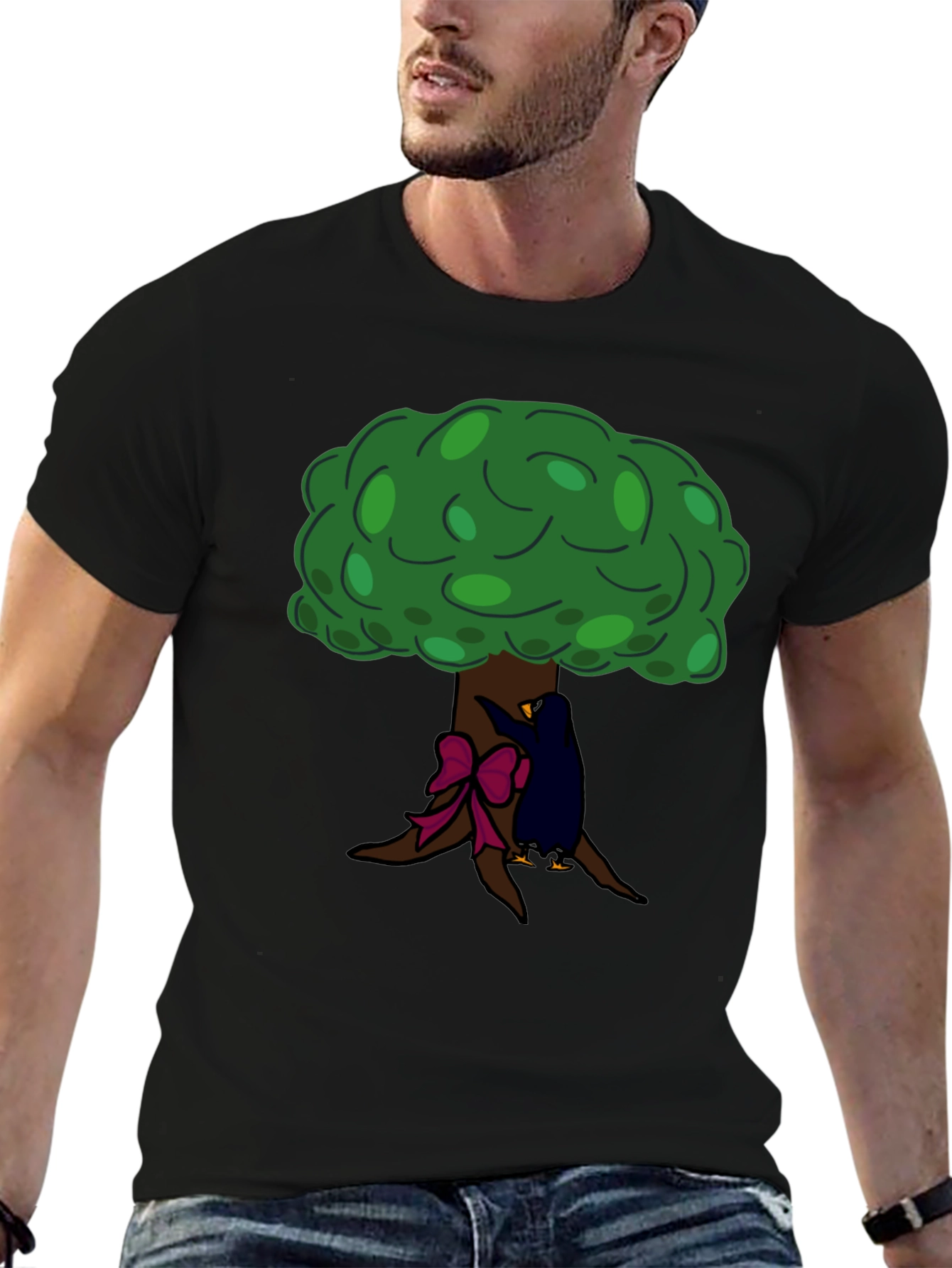 Tree Hugger Graphic Tee - Black Cotton T-Shirt