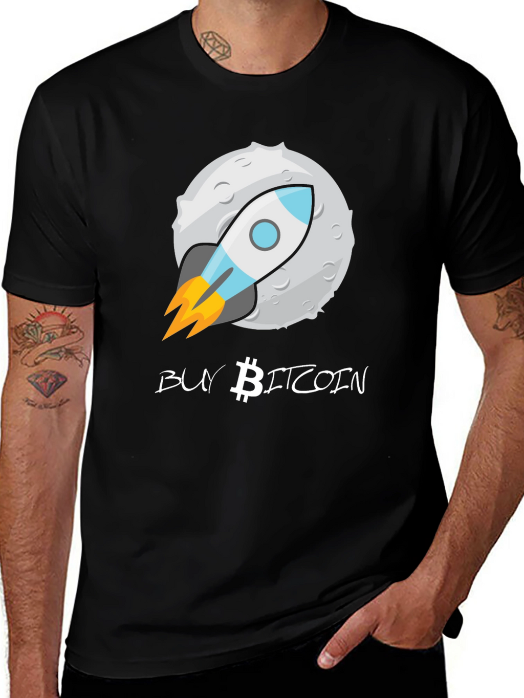 Buy Bitcoin Moon Rocket T-Shirt - Crypto Enthusiast Tee