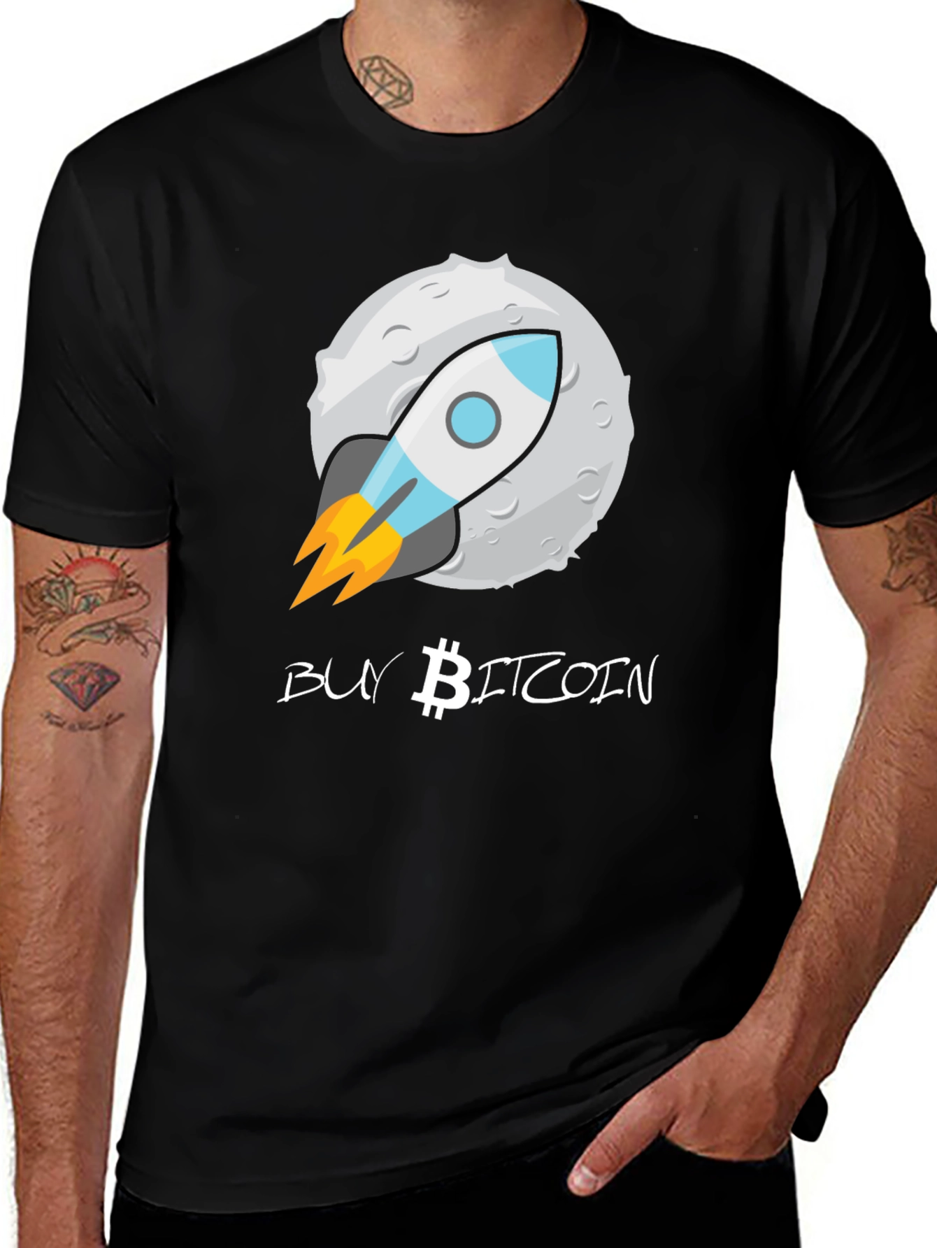 Buy Bitcoin Moon Rocket T-Shirt - Crypto Enthusiast Tee