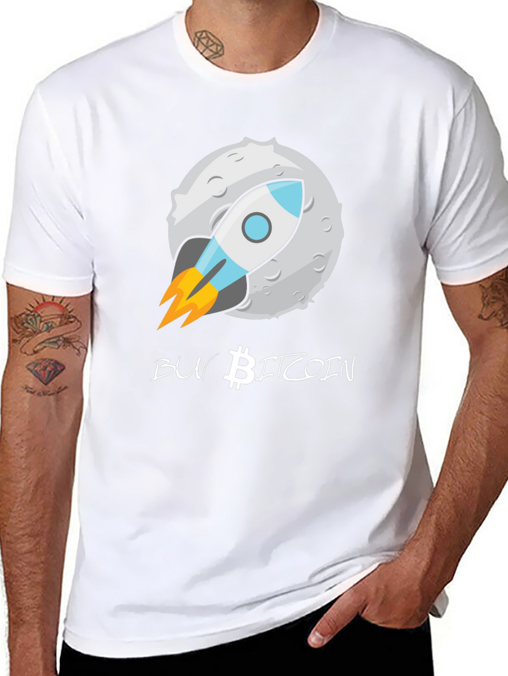 Buy Bitcoin Moon Rocket T-Shirt - Crypto Enthusiast Tee