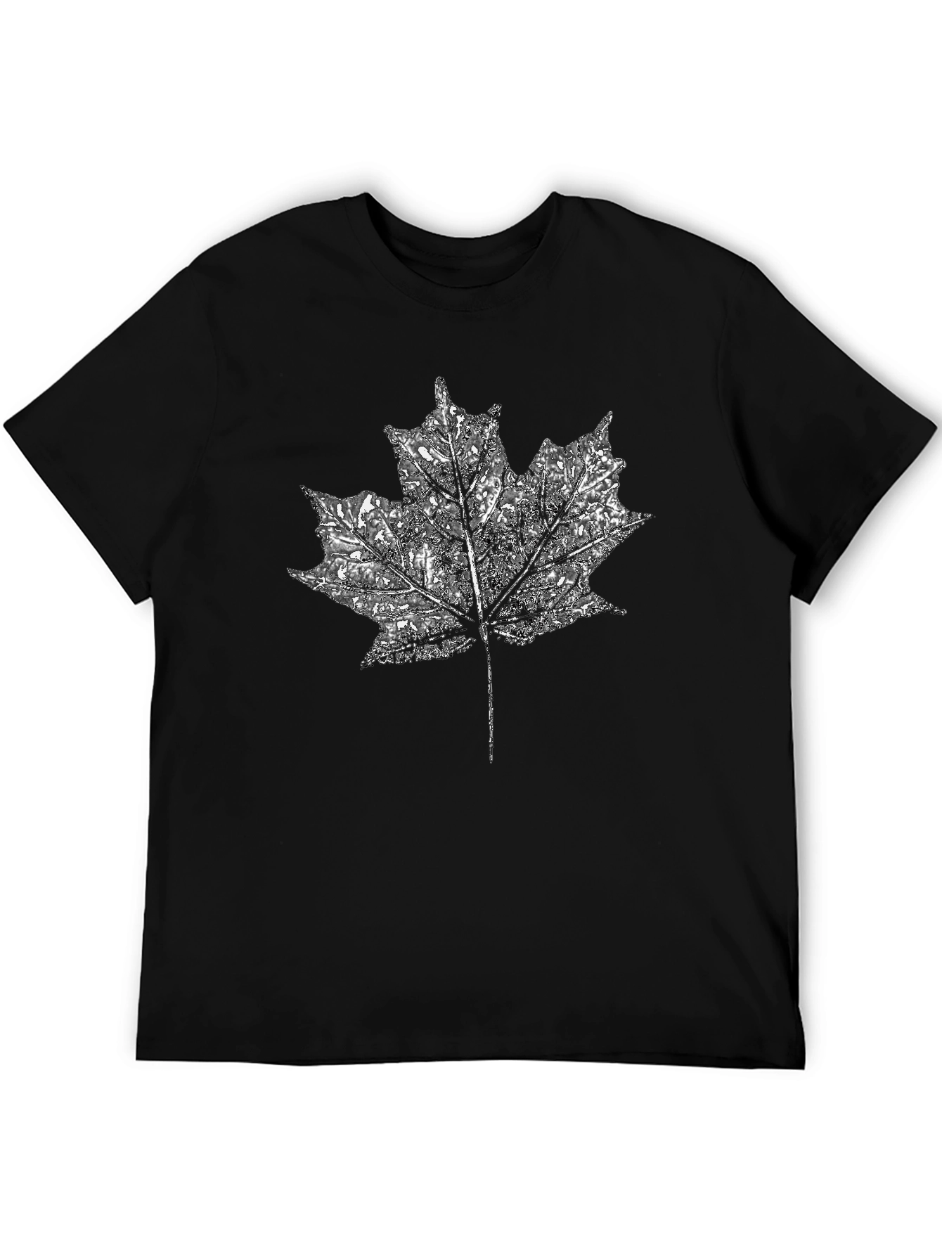 Maple Leaf Graphic T-Shirt - Black Casual Tee