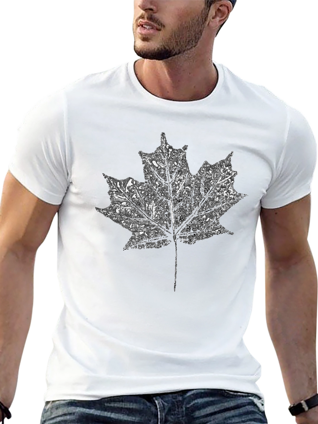 Maple Leaf Graphic T-Shirt - Black Casual Tee